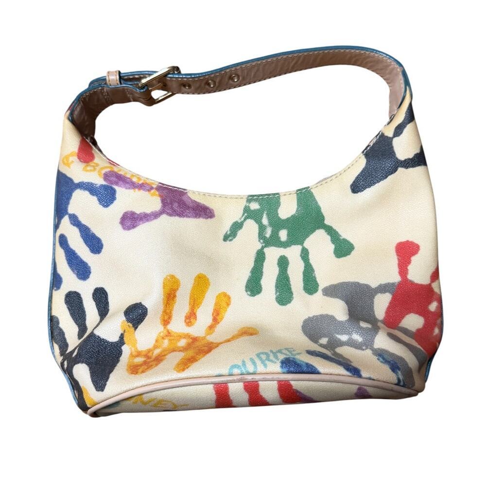 Vintage Y2K Dooney and Bourke Colorful Eclectic Handprint Mini Shoulder Bag - Picture 3 of 7